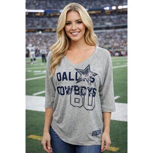 NFL Team Apparel Dallas Cowboys Women's V-Neck Sweater Gray M NWOT